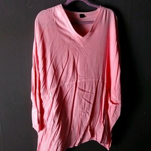 Lagenlook pink linen/cotton blend tunic 3x